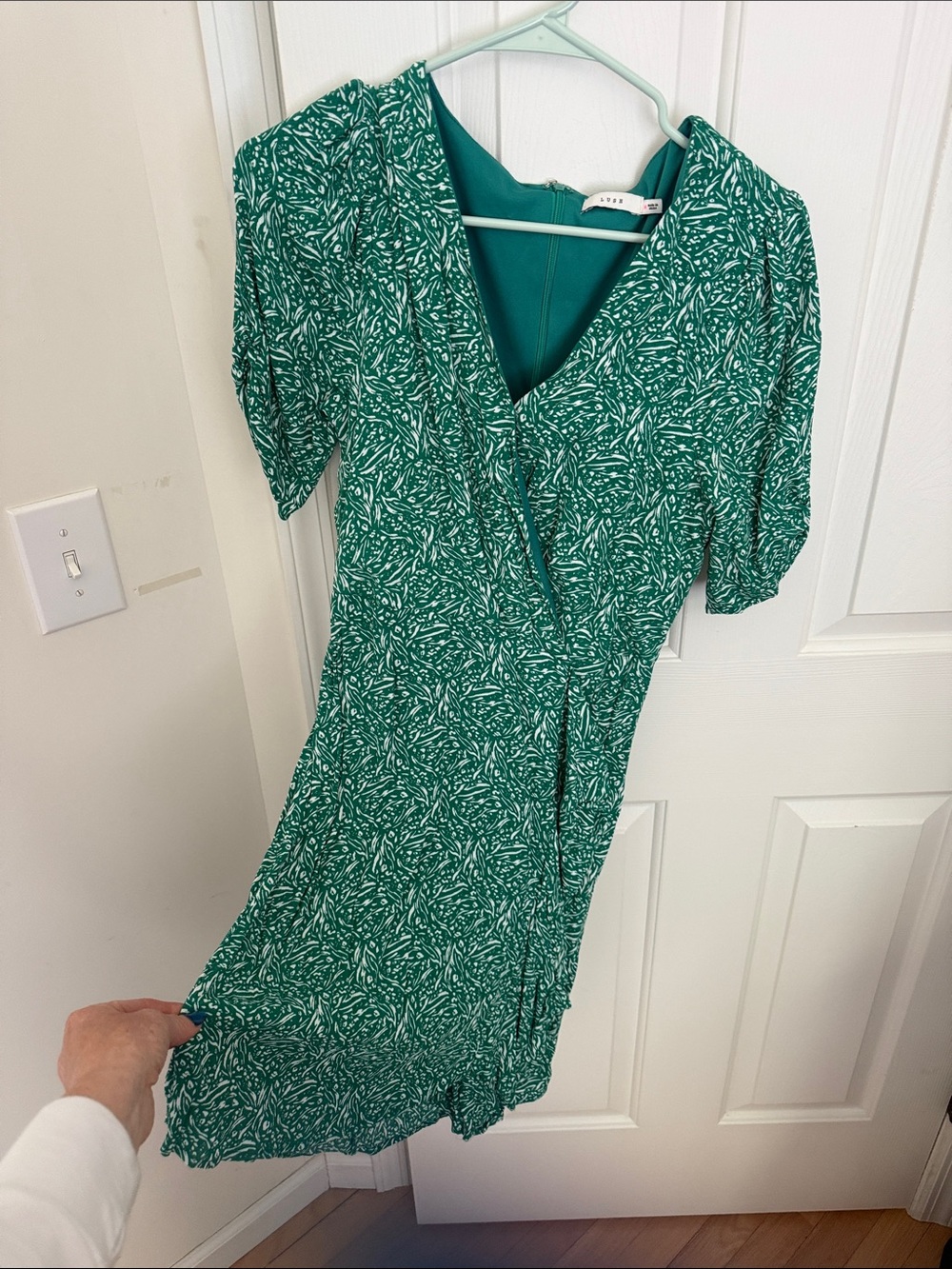 Lush Green and White Printed Wrap Midi Dress